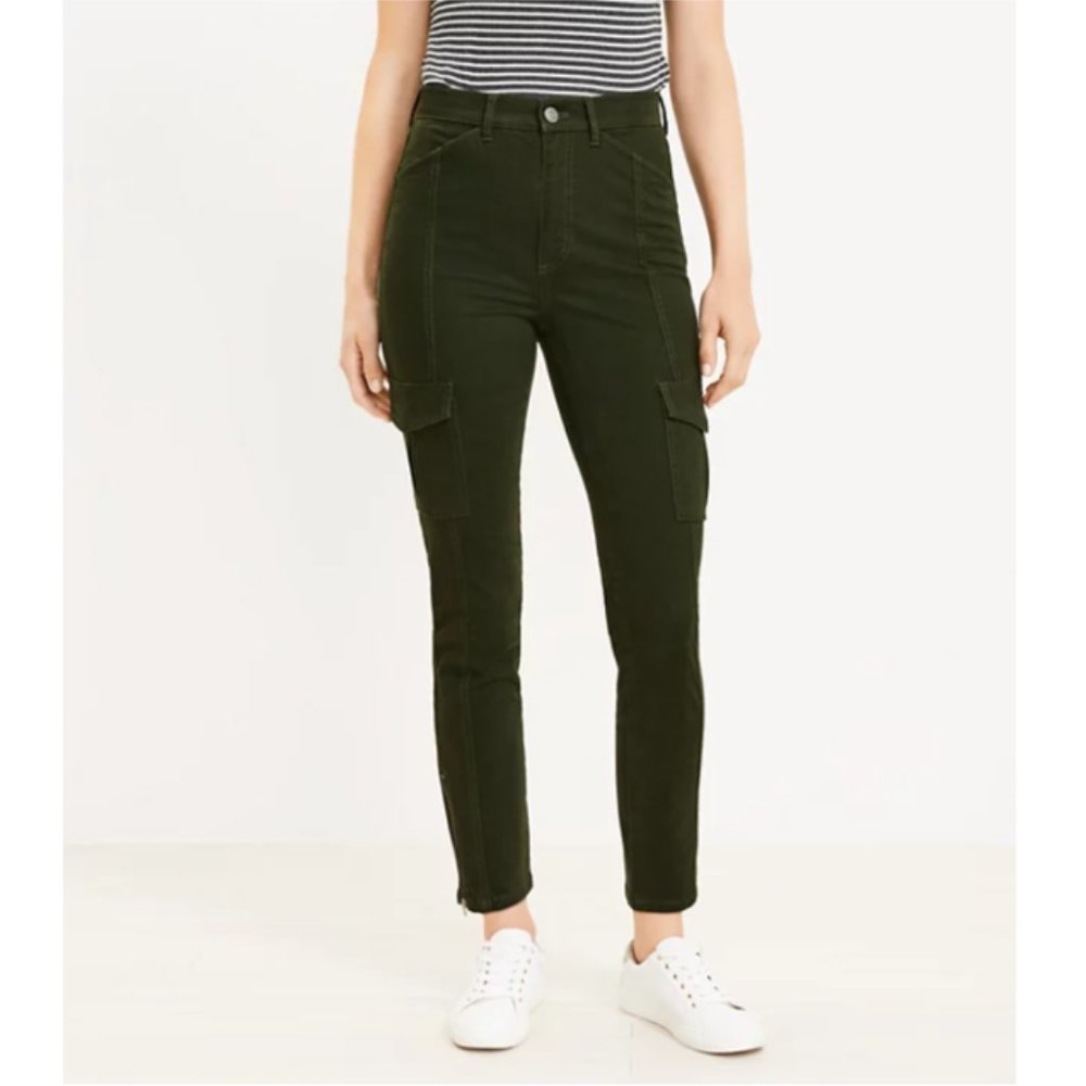 LOFT Skinny Cargo Pants in Sateen, Size 16, NWT